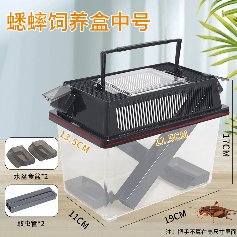 Insect Breeding Box Clear Cricket Keeper Escape Proof Reptile Feeder Habitat Ventilated Bug Terrarium Container Easy Clean