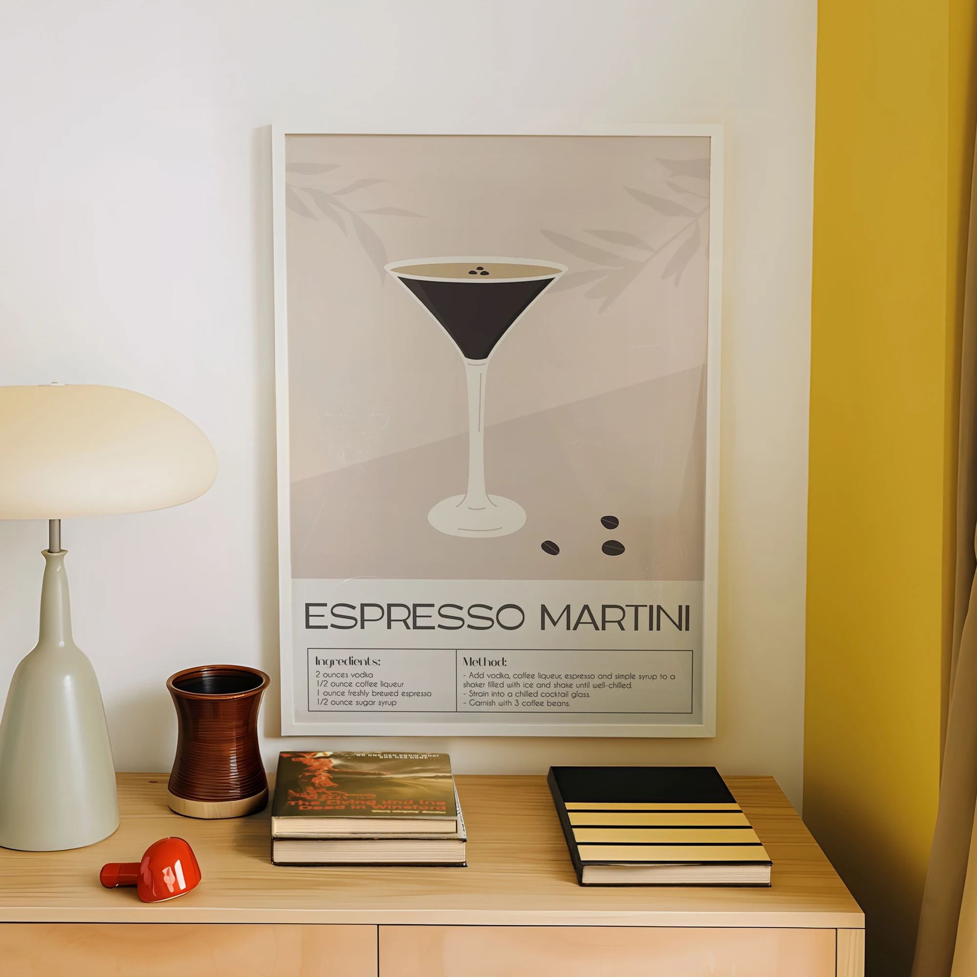 Minimalist Espresso Martini Cocktail Wall Art Print Canvas Painting Poster Picture For Living Room,Bedroom And Bar Home Decor