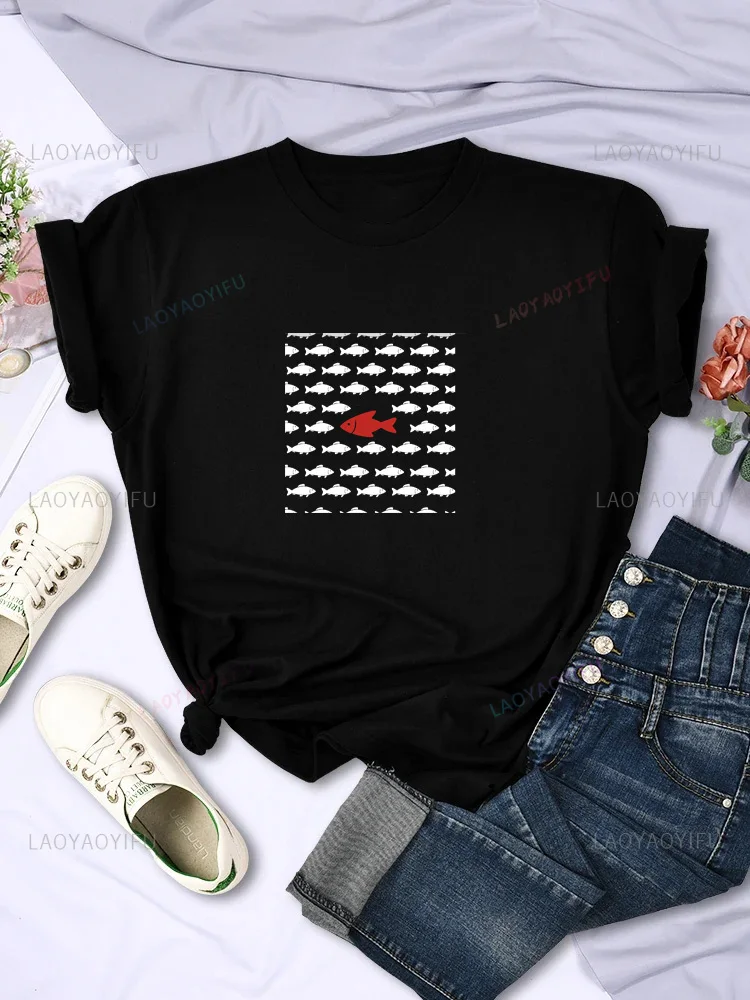 Distintivo shoal cartoon print street wear moda casual regalo creativo estate uomo donna t-shirt universale a maniche corte