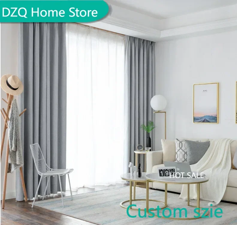 

Full blackout curtain fabric linen composite new material curtain 1