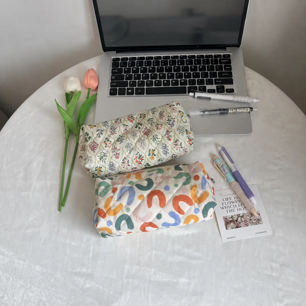Large Capacity Pencil Bag Portable Fabric Pencil Bag School Stationery Storage Bag Smooth Zipper For Pens Pencils Erasers Rulers