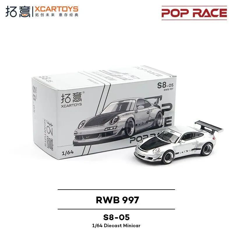 

Xcartoys POP RACE 1:64 Porsche RWB-997 Silver Alloy Diecast Model Car Toy Gift