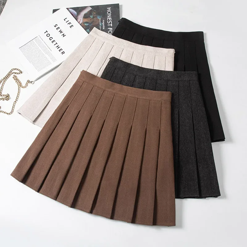 Pleated Skirt Winter Clothes Woman Fashion 2024 Falda Corta Mujer Korean Style Brown Falda School Uniform Girls Black Mini Skirt