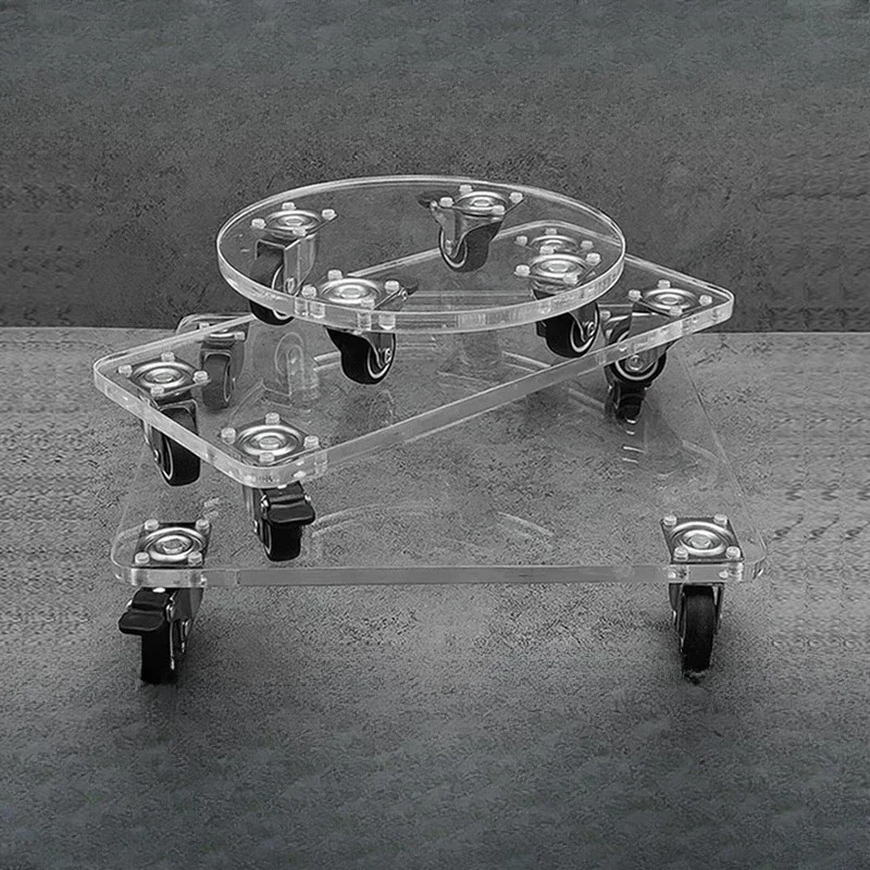 

Acrylic transparent flower pot tray universal roller round rectangular strip