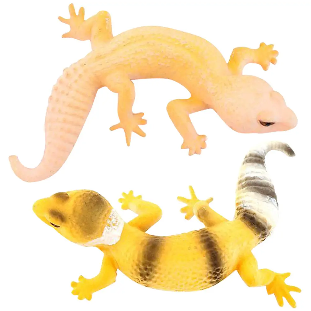 2Pcs Wall Gecko Simulation Small Lizard Realistic Shape Decoration Prank Prop Artificial Animal Figure for Garden Desktop Bonsai