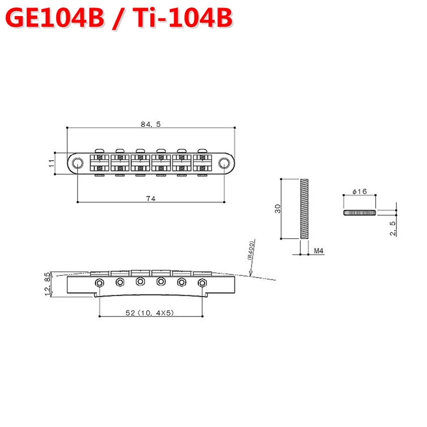 1 Set Gotoh GE104B Open Base Longer Saddle Screws Tune-O-Matic Electric Guitar  Bridge  JP(Origin)