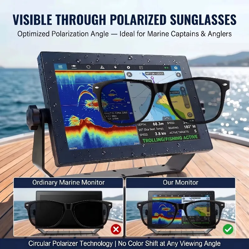 Marine Equipment Electronics Products Garmin Compatible Touchscreen Ip65 Ip67 1000nits Industrial Screen Boat Display