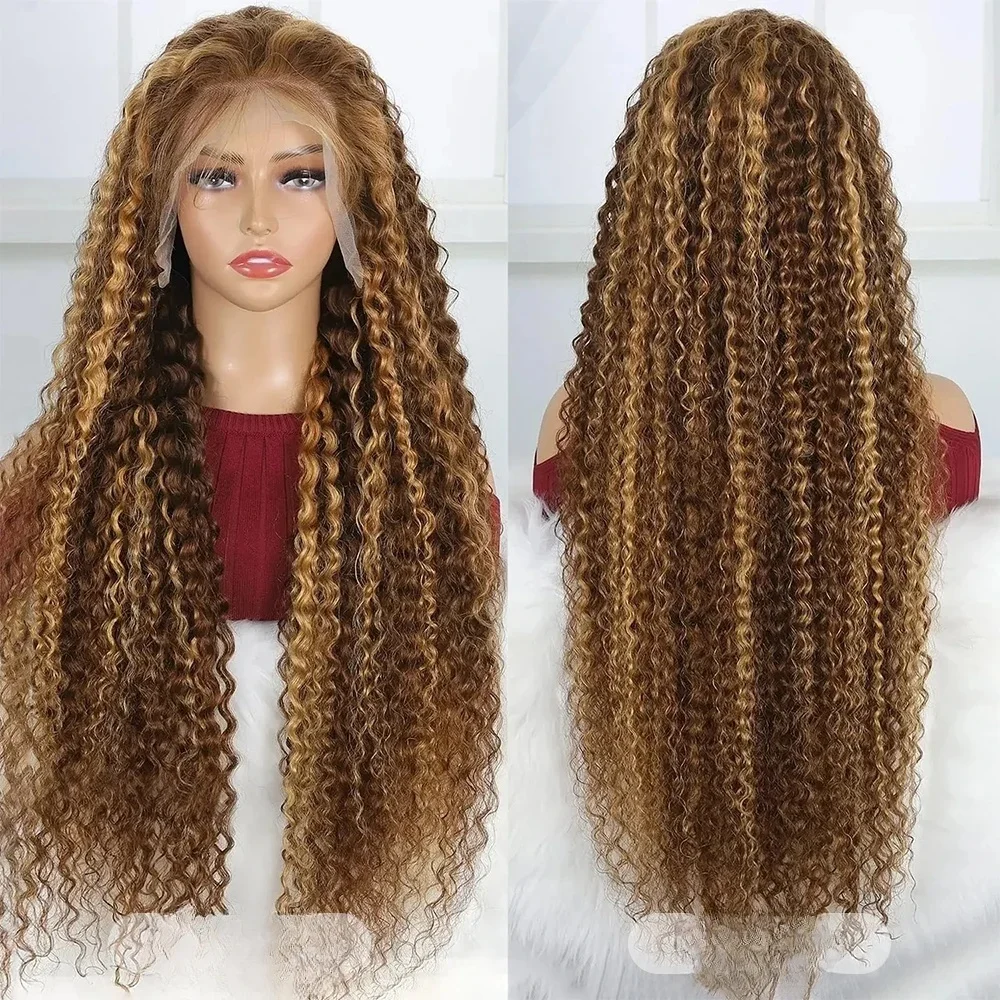 تسليط الضوء على شقراء قبل قطعها 26 بوصة طويلة 180 الكثافة غريب مجعد لينة عميق الدانتيل الجبهة الباروكات للنساء مع شعر الطفل غلويليس يوميا