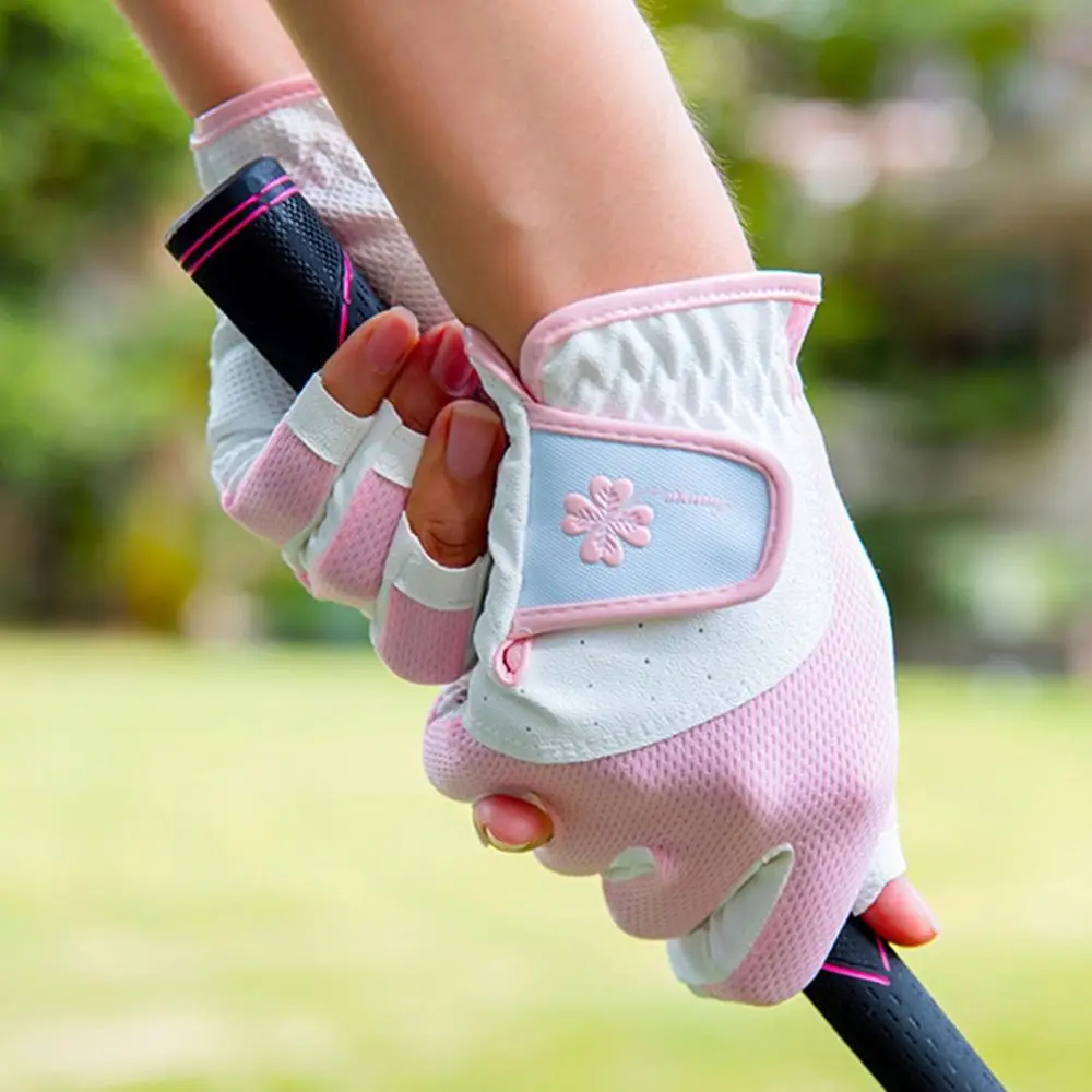 

Comfortable Women's Sport Gloves Fingerless Breathable Fingerless Golf Gloves Left Right Hand Mesh Ladies Golf Gloves