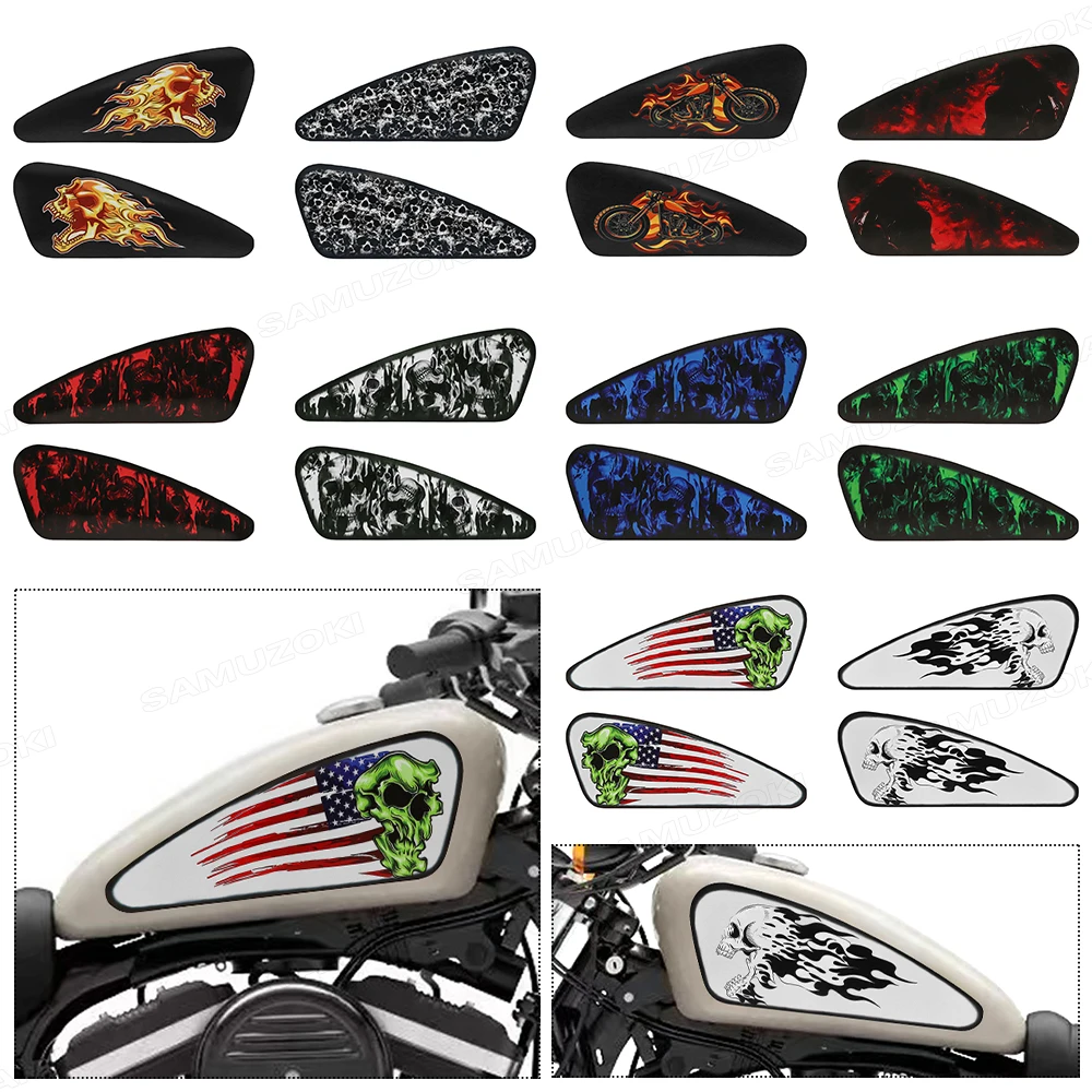

Waterproof Motorcycle Fuel Gas Tank Stickers Protective Pads Decals for Harley Sportster XL 883 1200 Softail Dyna Bobber