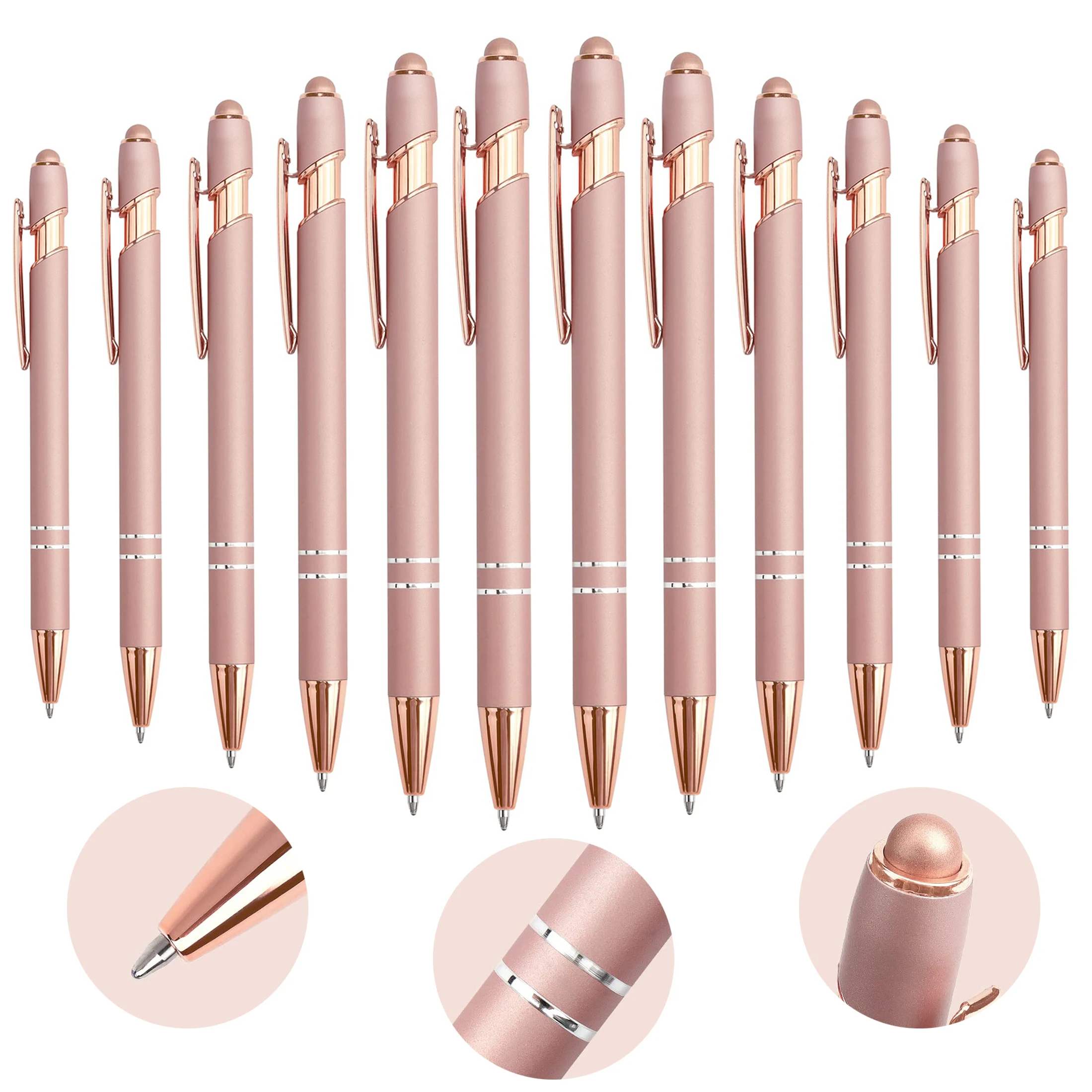 

12Pcs Metal Rose Gold Ballpoint Pens School Teachers School Stationery Office Supplies Wedding Gifts