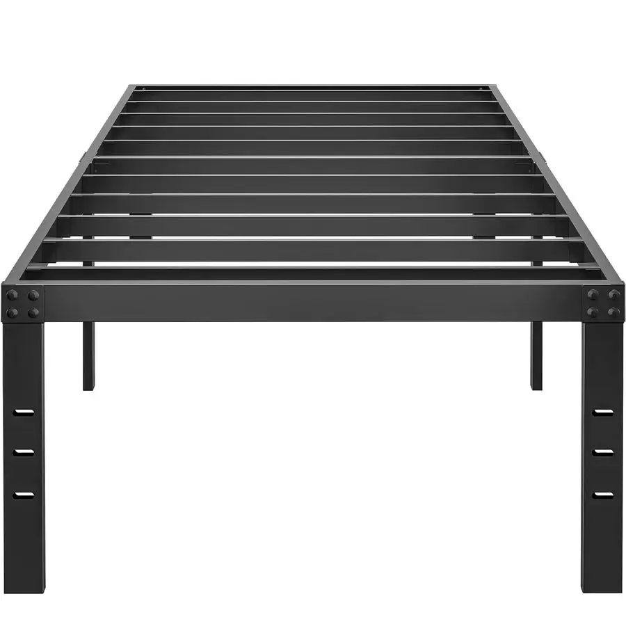 

HOBINCHE 18 Inch Metal Twin Bed Frame No Box Spring Needed Easy Assembly Heavy Duty Noise Free Narrow Bedframes Single Black Ba