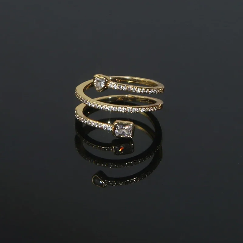 Micro Pave Cubic Zirconia Thin Band Full Finger Ring For Women Geometric Heart Square CZ Triple Wrap Rings