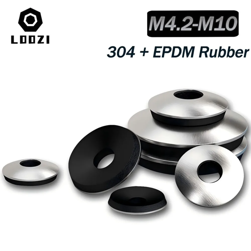 304 الفولاذ ختم غسالات EPDM المطاط مقاوم للماء الغبار مجمع جوانات M4.2 M4.8 M5.5 M6.3 M8 M10 عدم الانزلاق طوقا