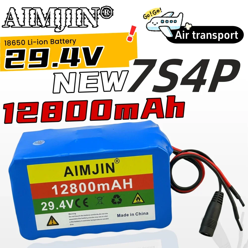 

7S4P 29.4V 12800mah 18650 Lithium Ion Battery Pack Large Capacity Built-in BMS Suitable for Electric Scooter Battery Replacement