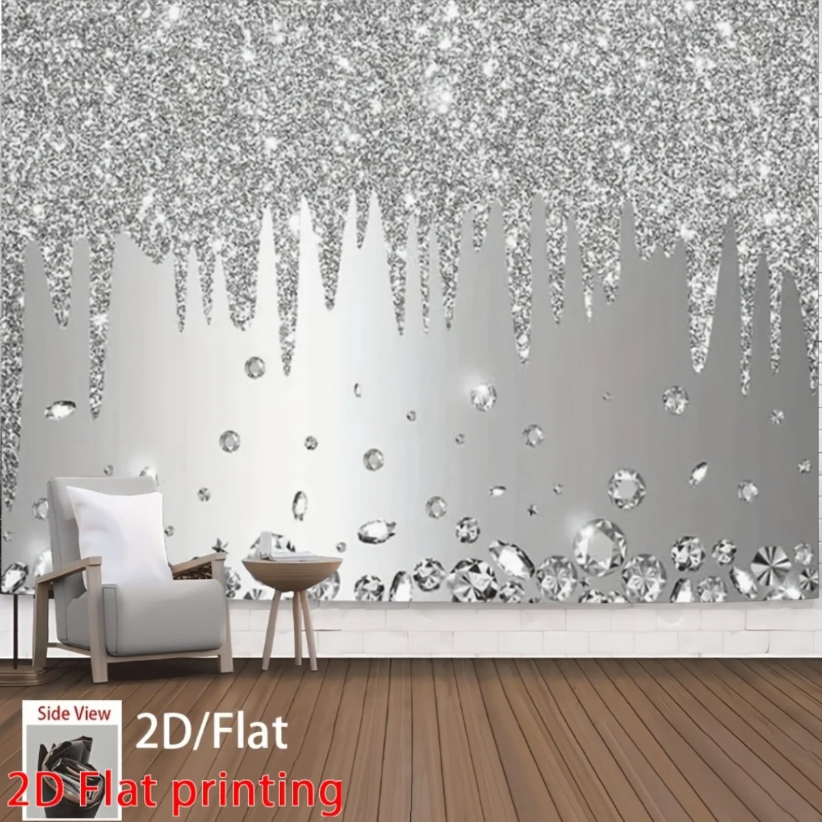 High Definition Luxury Glitter Crystal Waterfall Mural Wallpaper Backdrop Panel for Modern Glamour Bedroom Living Room Decor