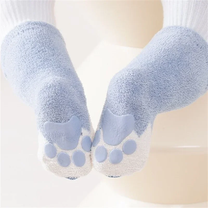 0-3Y Newborn Winter Baby Girl Boy Socks Anti Slip Coral Fleece Toddler Socks For Girls Boys Thick Warm Infant Baby Sock