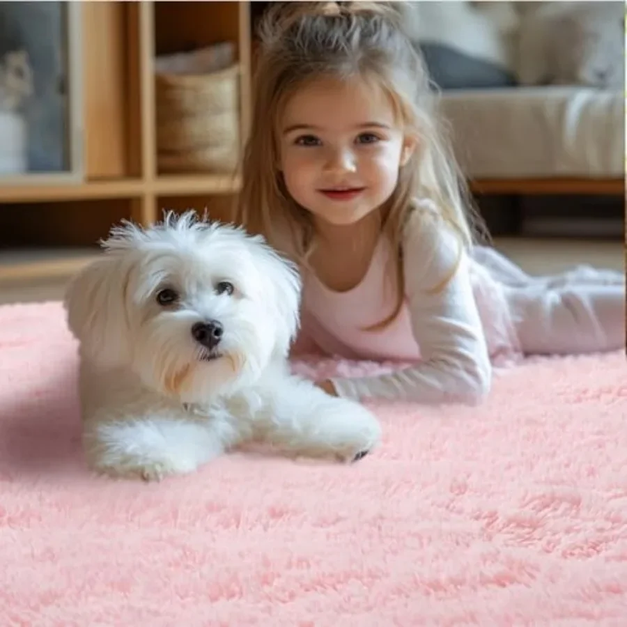 

Pink Fluffy Rugs for Bedroom Girls: Soft and Cozy 8x10 Feet Fuzzy Area Rug Ideal for Living Room Room and Bedroom Decor Luxurio