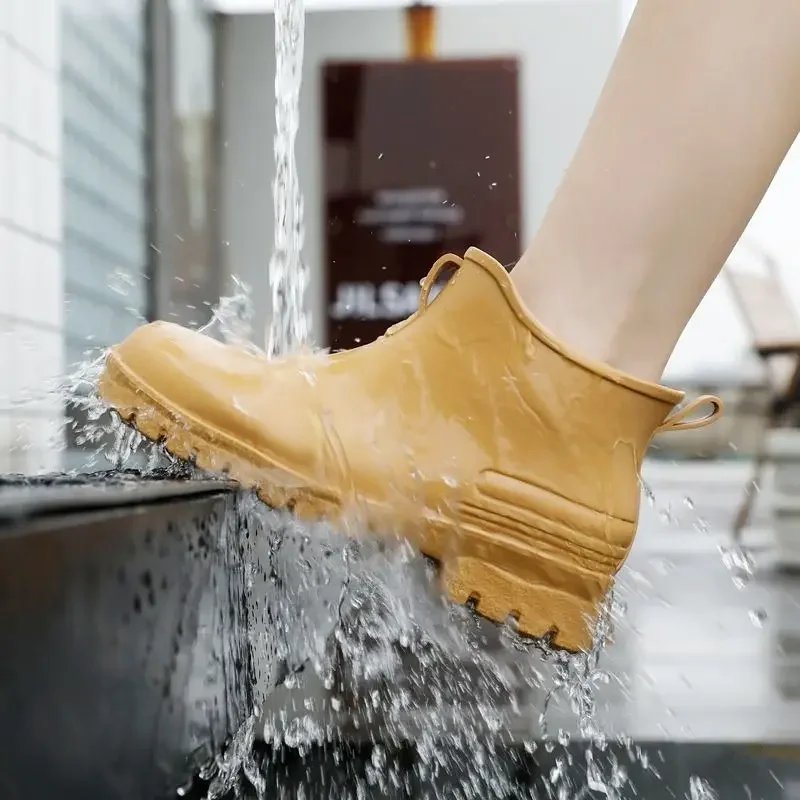 

Ankle Rain Boots for Men Chef Kitchen Silicone Cooking Man Shoes Short Low Work Water Fashion Outdoor Original Pvc Waterproof