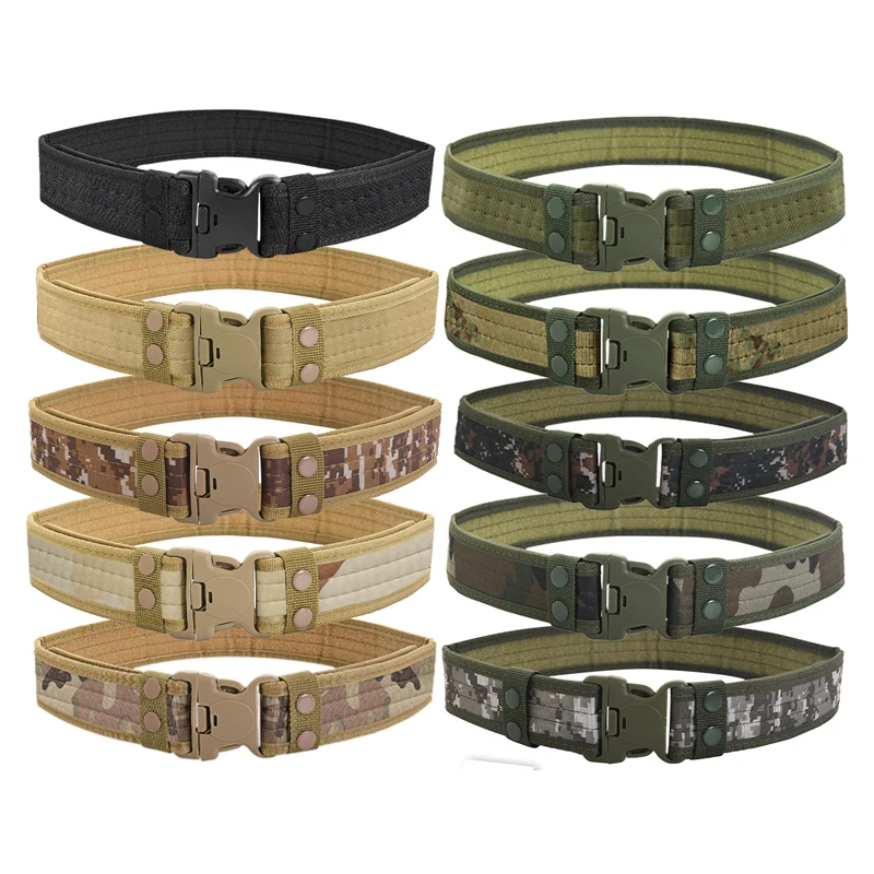 Mens Camouflage Combat Canvas Belts High Quality Quick Release Tactical Oxford Cloth Waistband Outdoor Hunting Nylon Work Belt