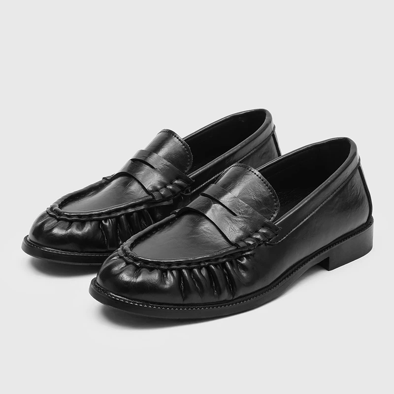 New men's Genuine leather shoes Classic casual business gentleman style Plus Size Black Brown Hot selling loafers Fashiona adult