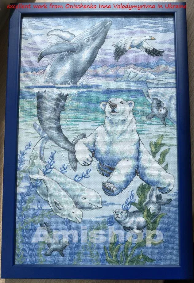 Amishop Gold Collection Lovely Nostalgia Counted Cross Stitch Kit Arctic Antics Dolphins And Polar Bear Dim 35001