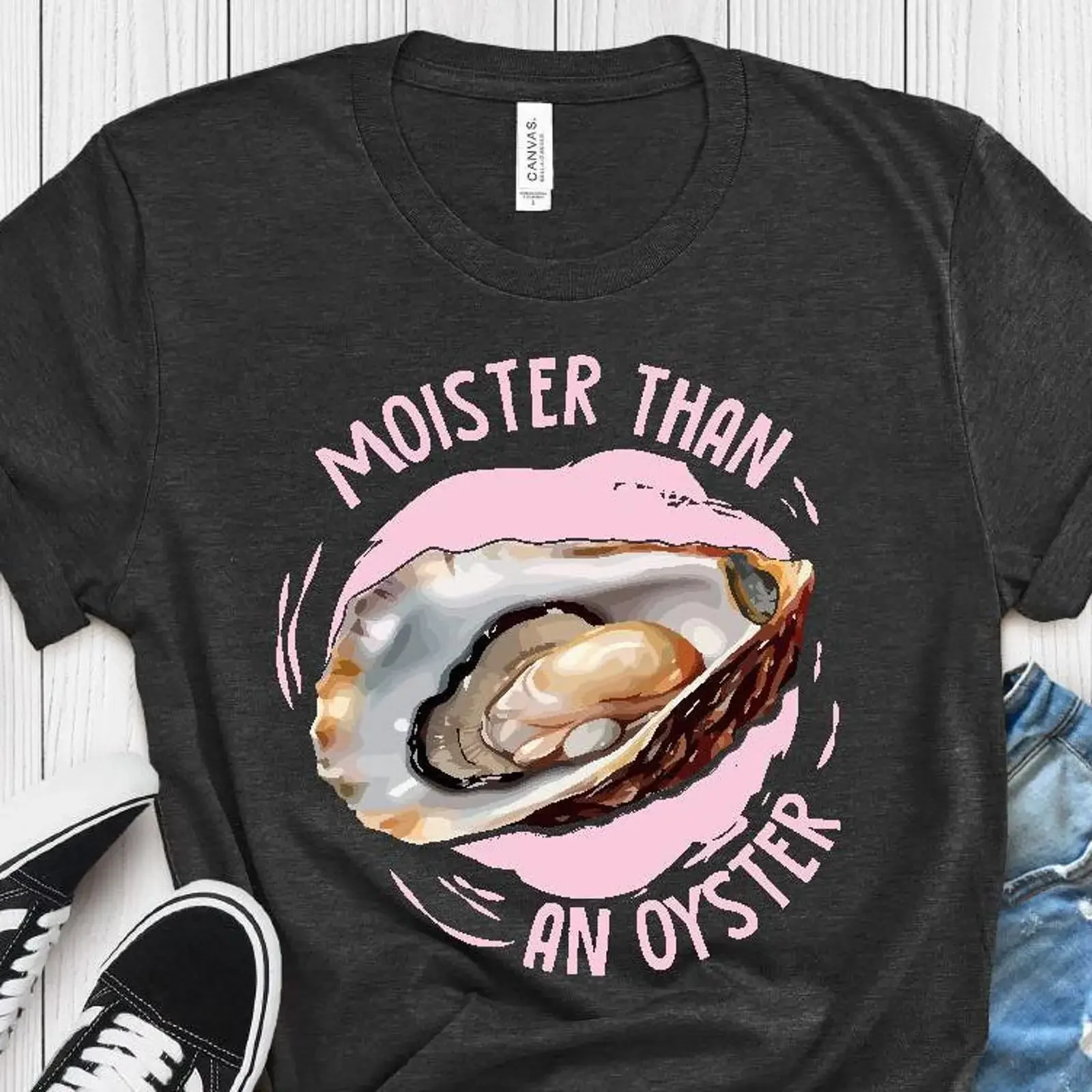 Moister Than An Oyster T Shirt Adult Humor  vintage Washed Breathable Versatile fashion homme graphic Casual Soft
