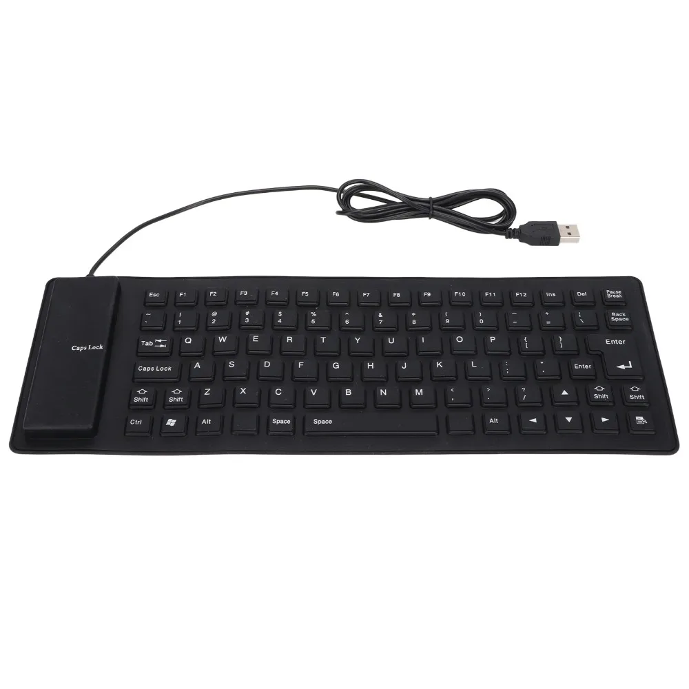 Portable 85 Keys Silicone Keyboard Silent Keys Waterproof USB Wired Keyboard Black/Orange/White Foldable Keyboard Travel Office