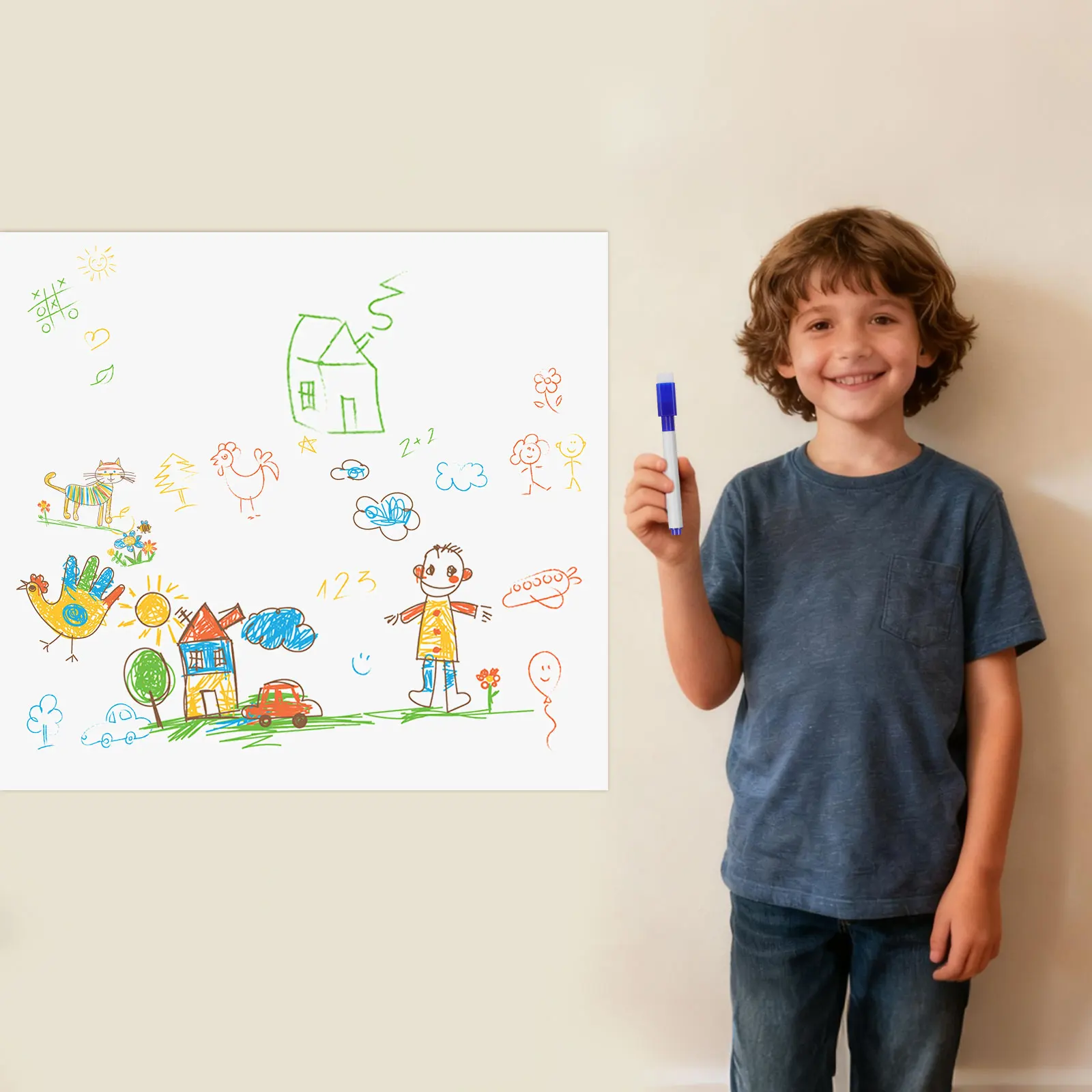 

Peel and Stick Whiteboard for Wall Large Dry Erase Roll Surface Reusable Non Damaging Static Cling Ideal Home School Office