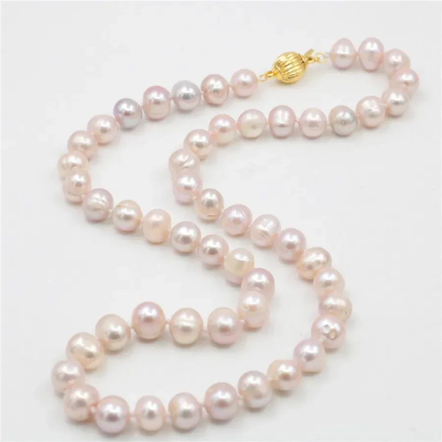 8-9mm Pink Purple Akoya Cultured Pearl Necklace Women Fashion Jewelry Making Design Mother\'s Day gifts Natural Stone 18\