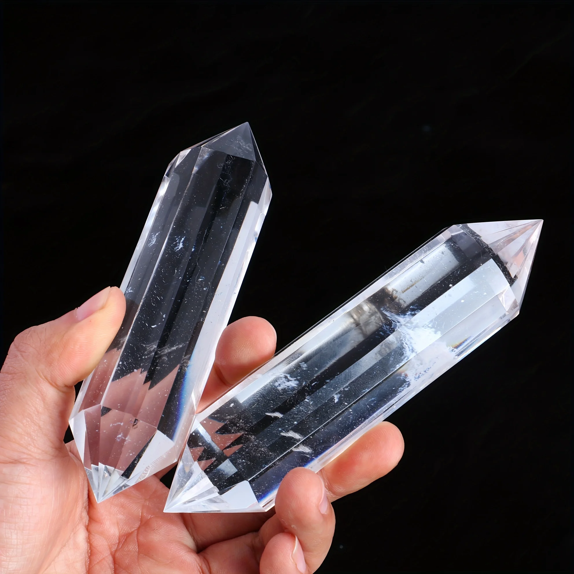 12 Vogel Clear Smelt Quartz - Twin Tip Crystals for Meditation, Chakra Balancing and Home Decoration - The perfect special gift