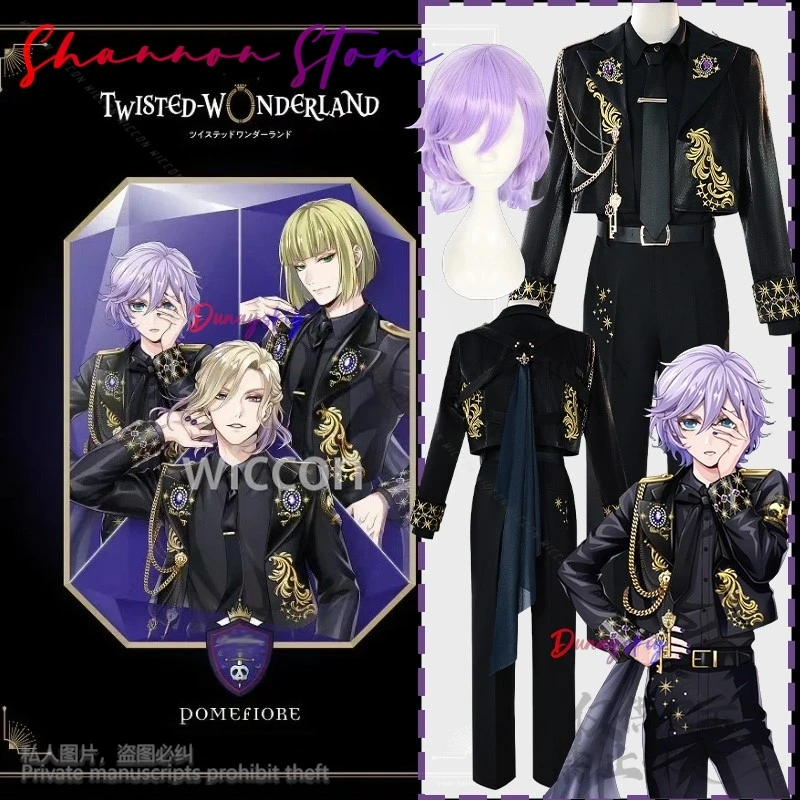 

Anime Game TwistedWonderland Cosplay Pomefiore La volonté Costume Black Coat Pants Gothic Uniform Jirai Kei Halloween Customized