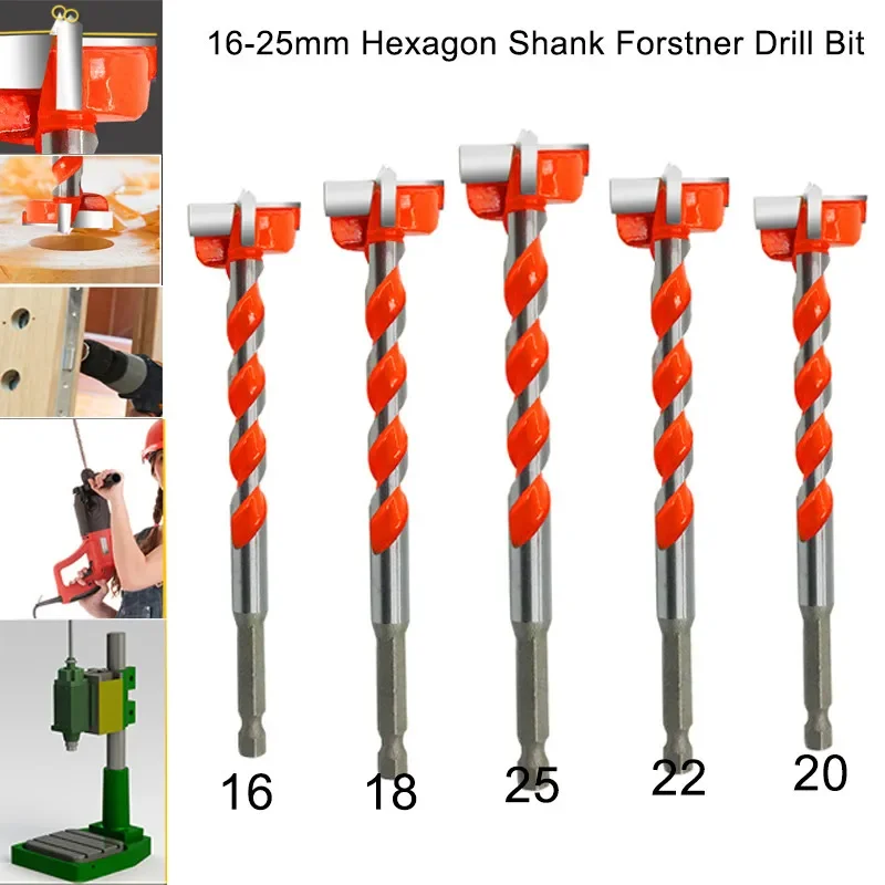 Aço Carbono Hexagonal Shank Brocas Grupo Auto Centering Buraco Saw Cutter Ferramentas para Trabalhar Madeira 16 Mm25 mm