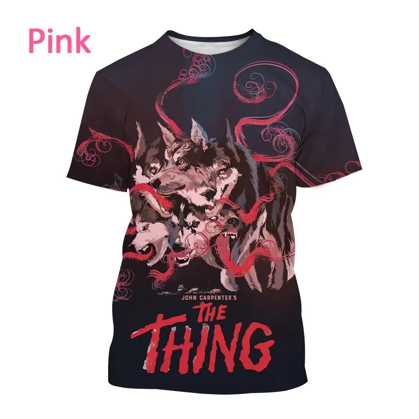 Summer new hot selling horror movie breathable short sleeved T-shirt for men, fun 3D poster printed streetwear top