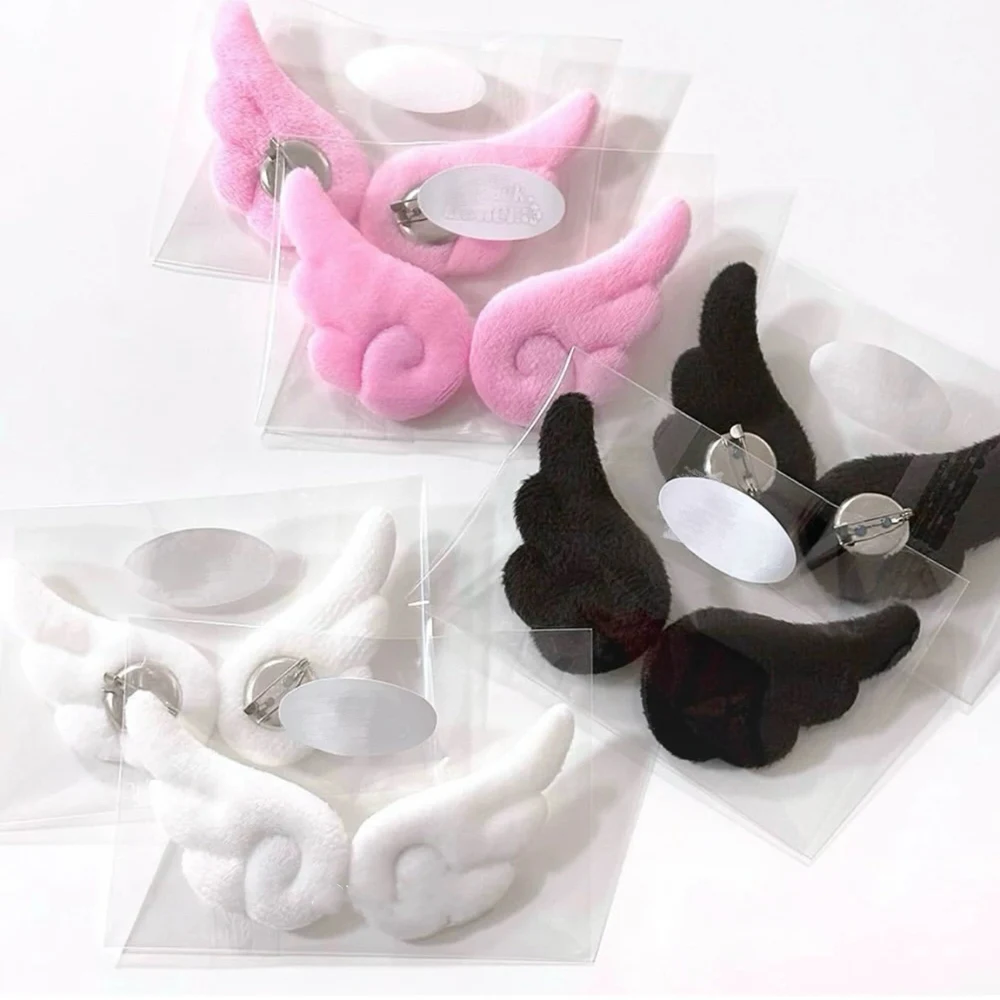 

1 Pair Japanese Style Wing Bag Decoration Y2K Plush Angel Wings Brooch Handmade Ornament Pin Keychain Students Backpack Decor