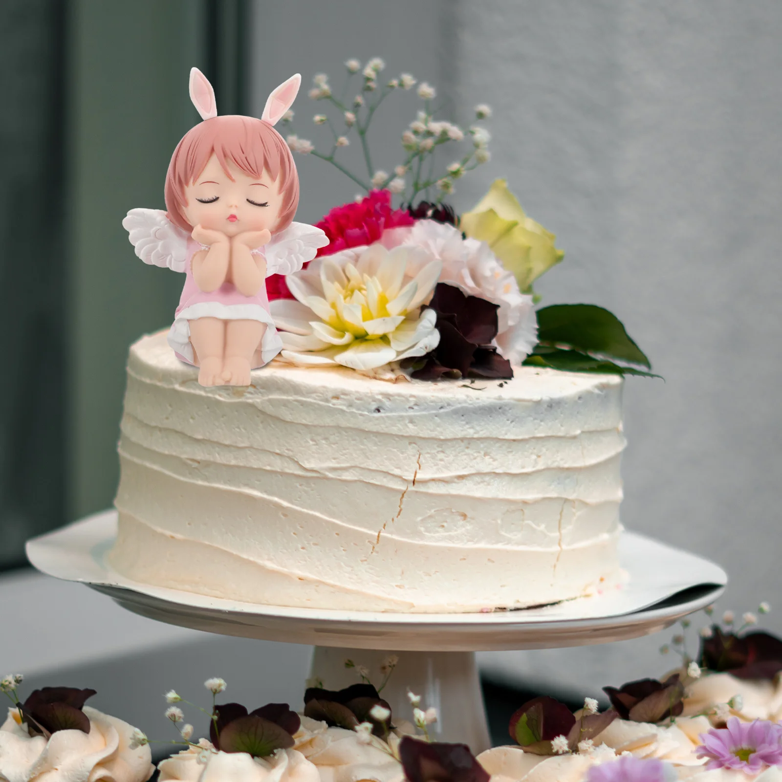 

Cartoon Angel Cake Decoration Durable Vinyl Lovely Desktop Display Birthday Cake Decoration Ornament Desktop Decor