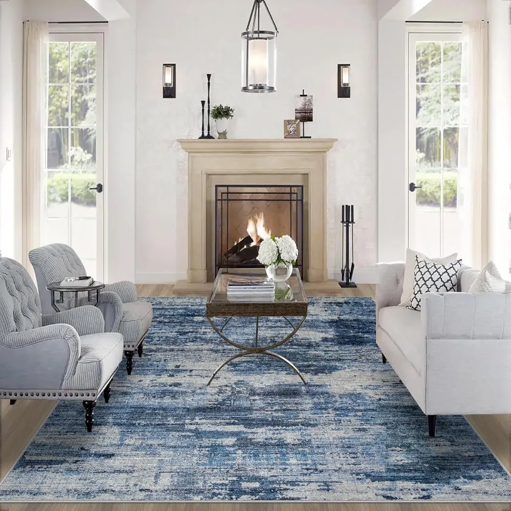 

8x10 Area Rugs for Living Room：Large Machine Washable Area Rug with Non Slip Backing Non Shedding Abstract Stain Resistant Carpe
