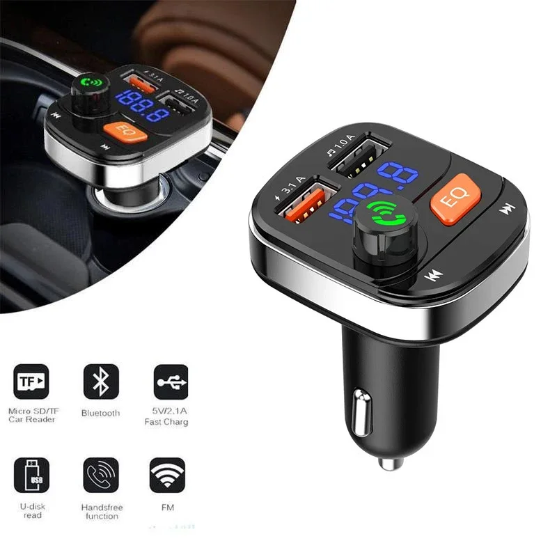 

On Board FM Transmitter Bluetooth MP3 Player Receiver Supports USB Flash Disk/TF Card Dual USB Port TYPE-C Charging Accessories