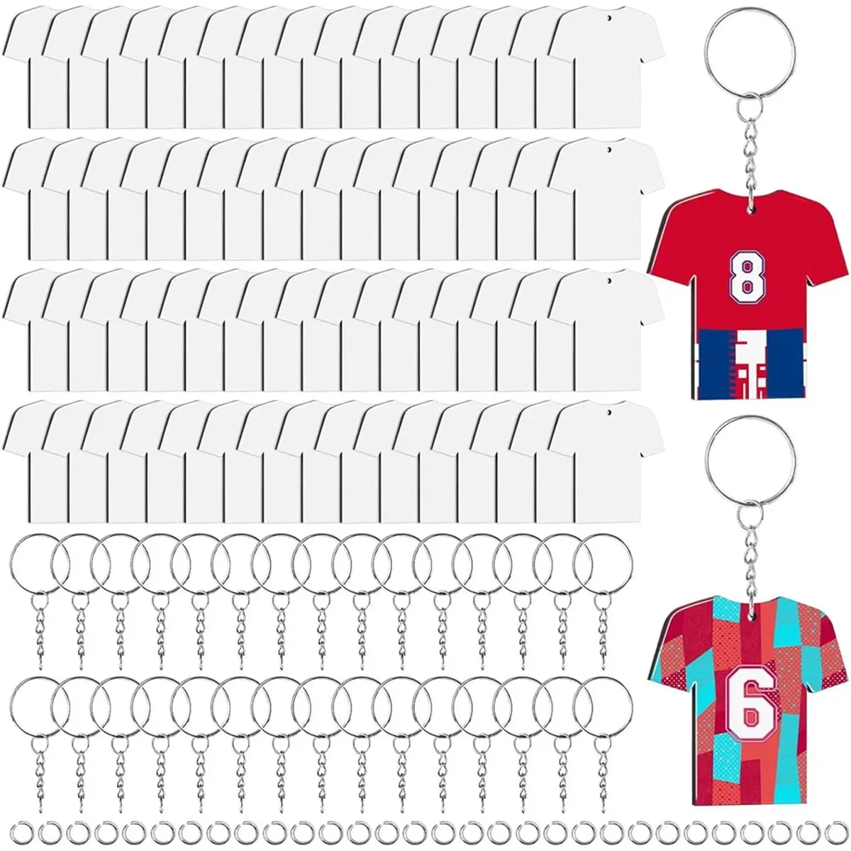 2026 New 60 Set Sublimation Keychain Blanks, Shirt Shape Sublimation Keychains Blank Bulk for DIY Key Chains Crafting