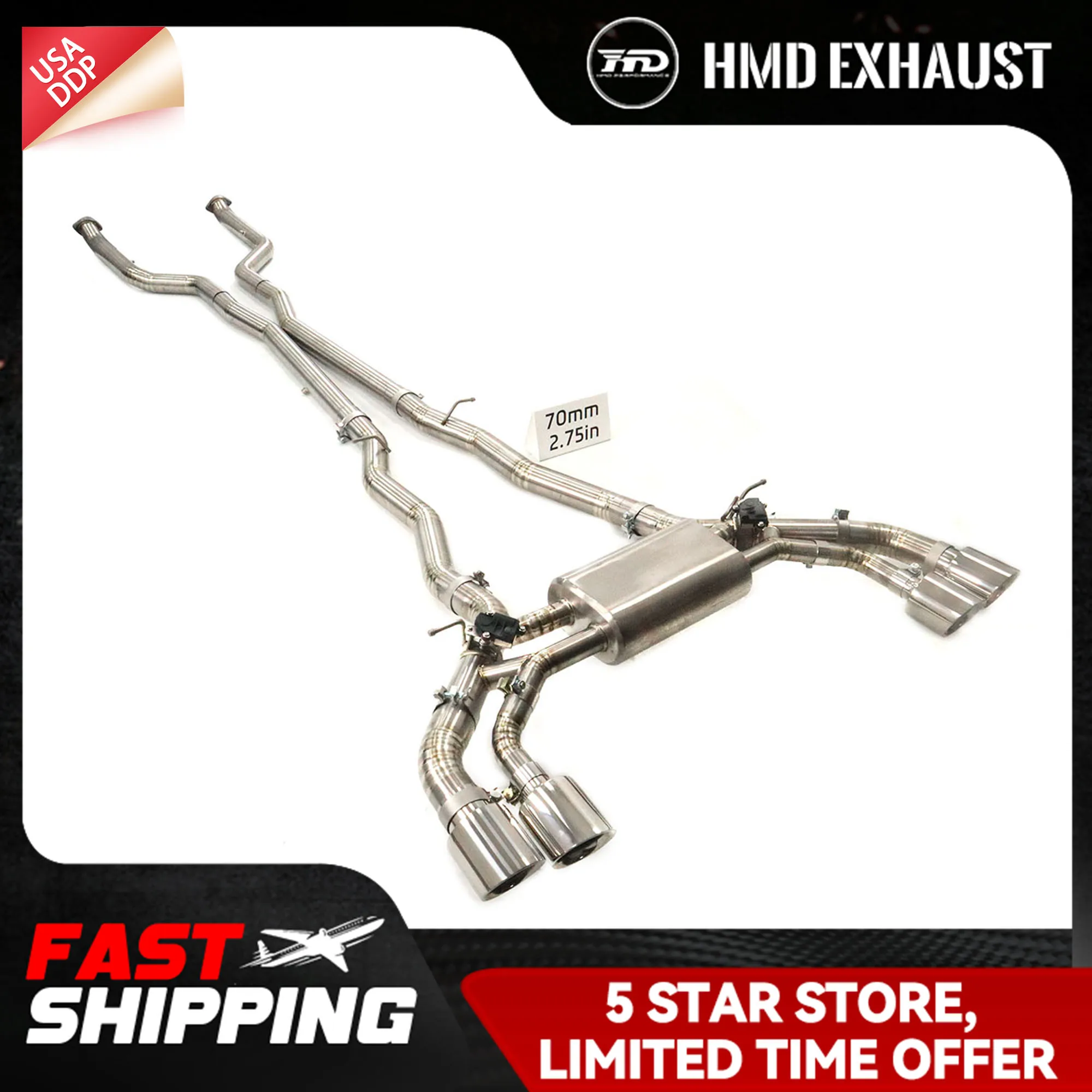 

HMD Catback for BMW M5 G90 G99 Ti with Electronic valve High performance Exhaust systems primary colors Long service life