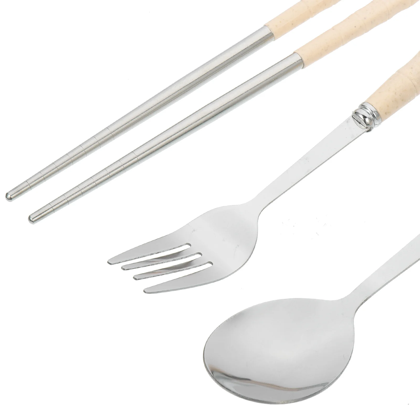 

1Set Metal Spoon Fork Chopstick Set Smooth Finish Travel Dining Kit for Picnic Beach Party Portable Tableware with Storage Case
