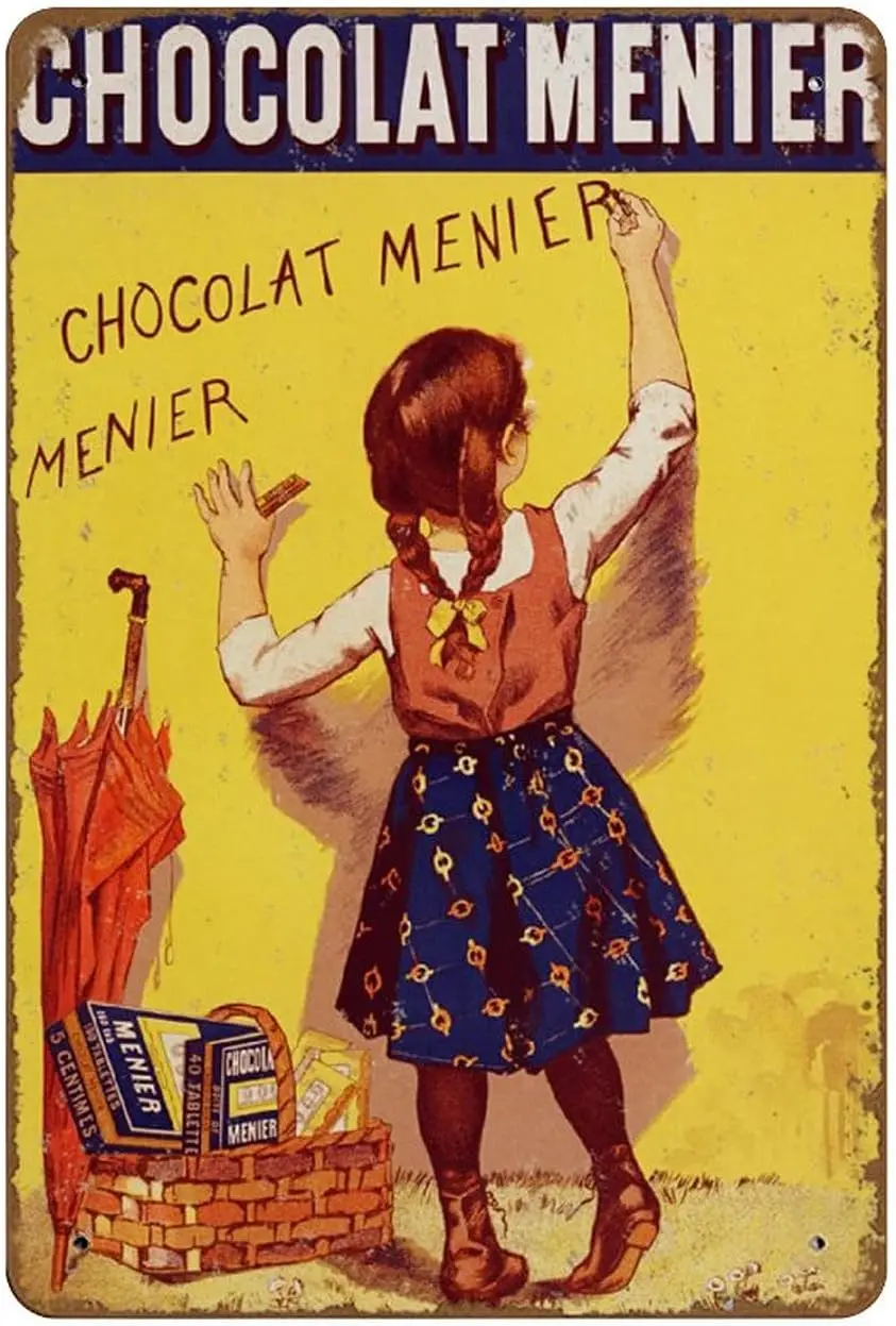 tuya 12*8 INCH Graman Chocolat Menier Chocolate Poster French Advertising Vintage Food Print Advertising Novelty Retro Metal Tin