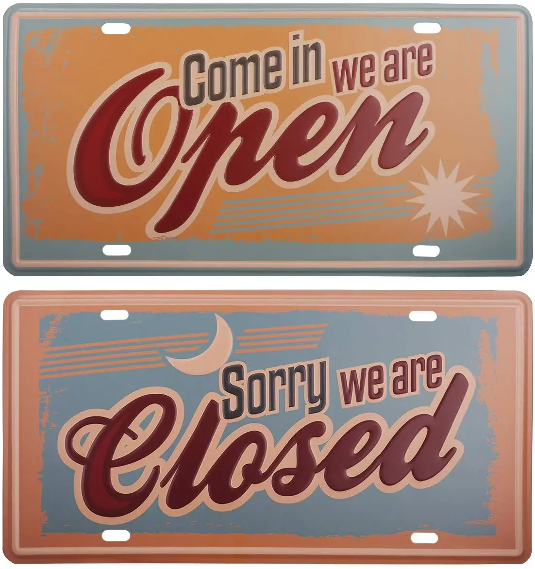 

HANTAJANSS Open Closed Metal Sign Metal Sign 2 Pack, Retro Vintage Tin Signs for Car Plate Cover, Garage, Pub, Restaurant