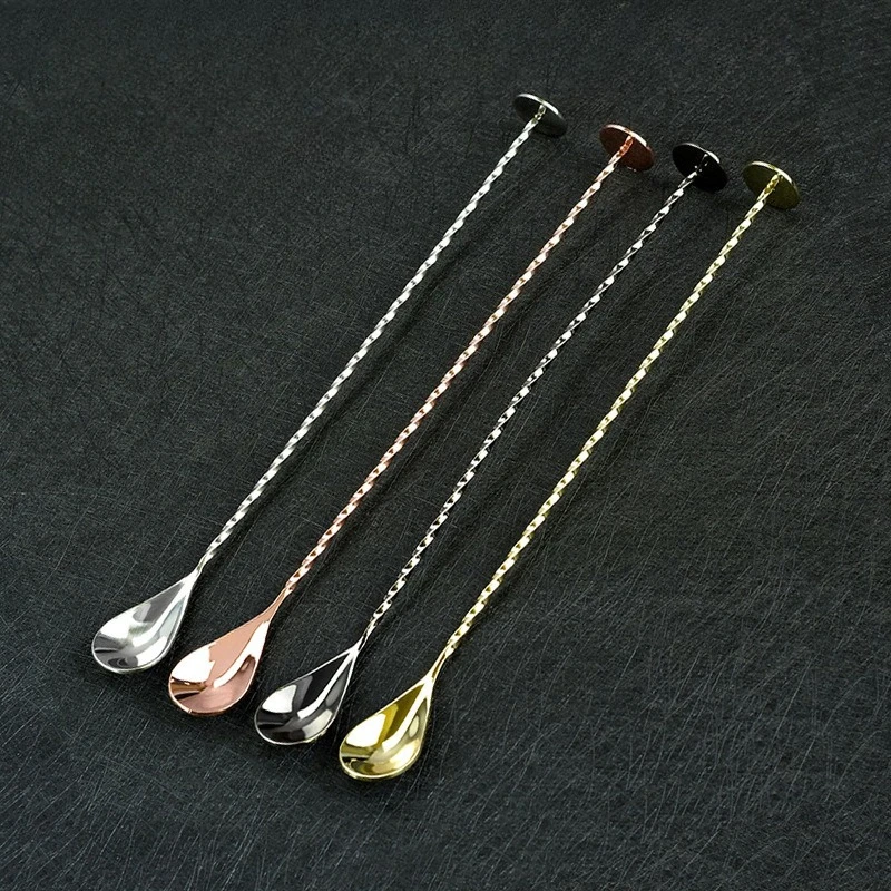 Cuchara para barra de cóctel, cuchara para mezclar trenzada roscada de acero inoxidable, herramienta para Bar, herramientas para barman, agitador de cuchara para cóctel, 1 Uds.