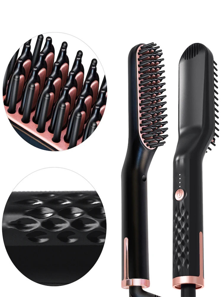 مكواة فرد الشعر الكهربائية الجديدة متعددة السرعات، مشط تجعيد، فرشاة حديد، مكواة فرد الشعر من السيراميك المضاد للحرق، مشط ساخن