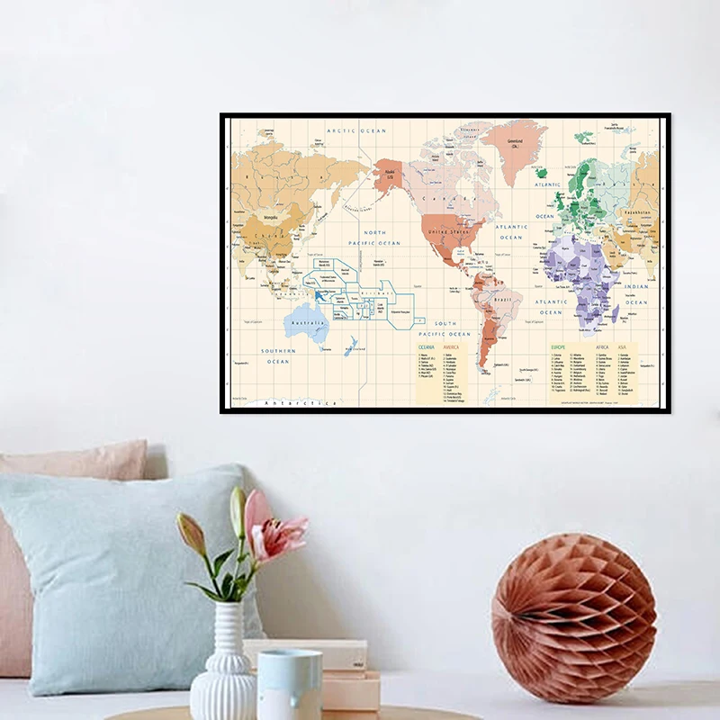 90x60cm World Map Artistic Background Wall Non-Smell No-fading Map for Cultural Education Poster Decorationschool Supplies