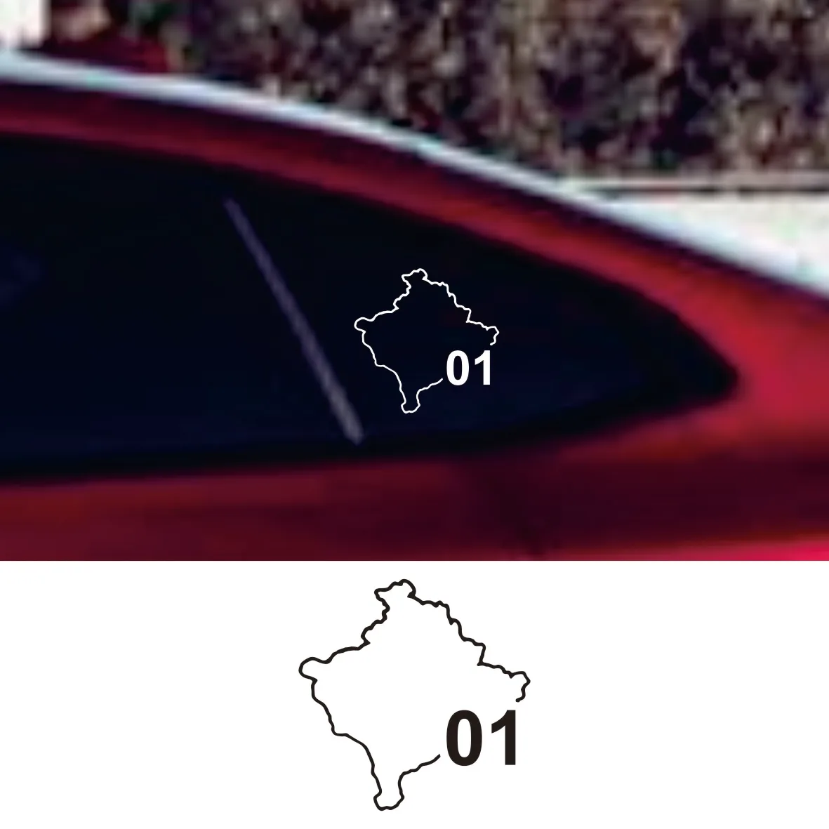 

Vinyl Decal For Kosovo Country Outline Area Code Car Sticker Waterproof Auto Decors on Bumper Window