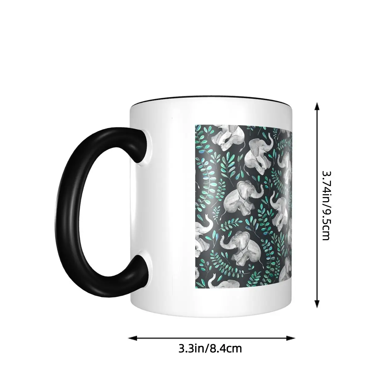 Laughing Baby Elephants Emerald And Turquoise Mug Funny Ceramic Coffee Cups Tea Mugs Milk Cup Drinkware Gifts for Woman Man