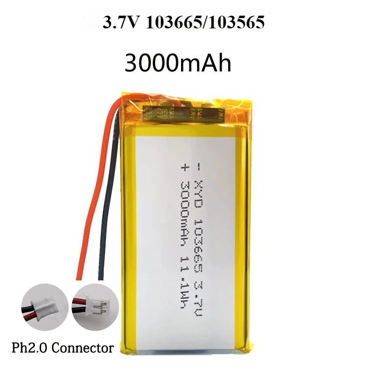 3.7V 103665 3000mAh Polymer Lithium Battery for Beauty Equipment Small Appliances LED Lights Driving Recorder 100% Original