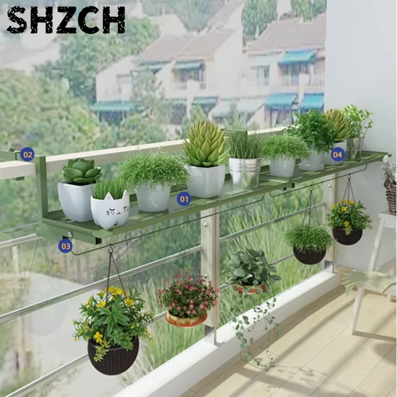 ‌Wrought Iron Hanging Plant Stand | Balcony Wall Mounted Shelf | Window Hanging Planter Rack | Succulent Display Stand